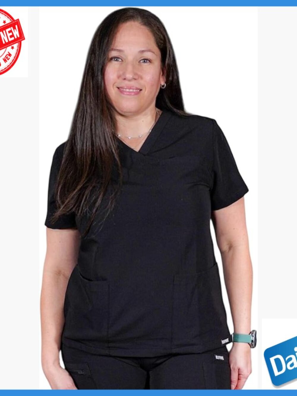 Stretch V-Neck Scrub Top Medium Medical Nursing Uniform Workwear